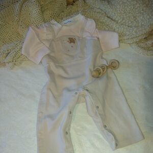 Pink Baby Romper with Embroidered Detail